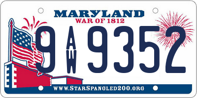 MD license plate 9AW9352