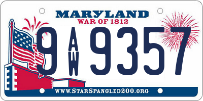 MD license plate 9AW9357