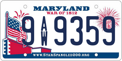 MD license plate 9AW9359