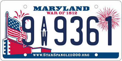 MD license plate 9AW9361