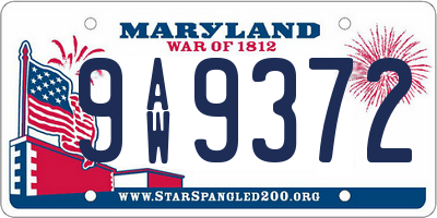 MD license plate 9AW9372