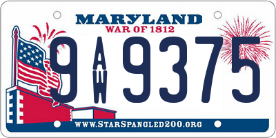 MD license plate 9AW9375