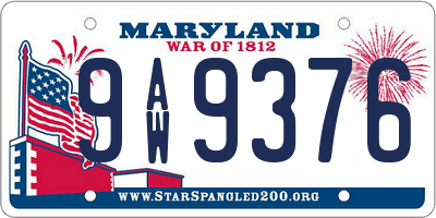 MD license plate 9AW9376