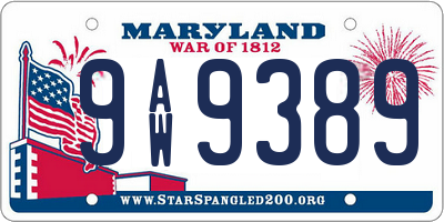 MD license plate 9AW9389