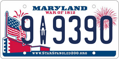MD license plate 9AW9390