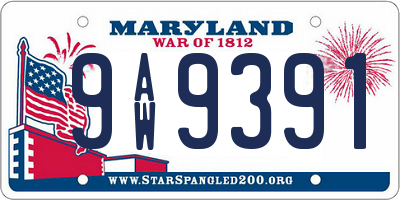 MD license plate 9AW9391