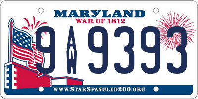 MD license plate 9AW9393