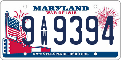 MD license plate 9AW9394