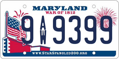 MD license plate 9AW9399
