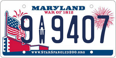 MD license plate 9AW9407