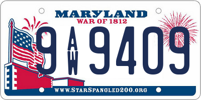 MD license plate 9AW9409