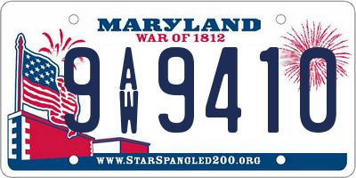 MD license plate 9AW9410