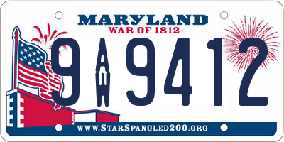 MD license plate 9AW9412