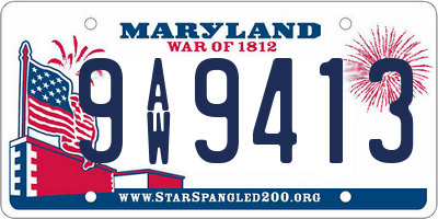 MD license plate 9AW9413