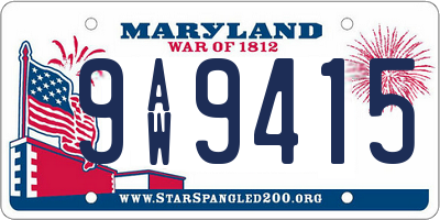 MD license plate 9AW9415