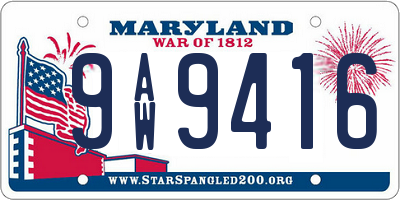 MD license plate 9AW9416