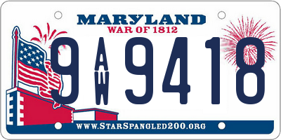 MD license plate 9AW9418