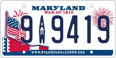 MD license plate 9AW9419