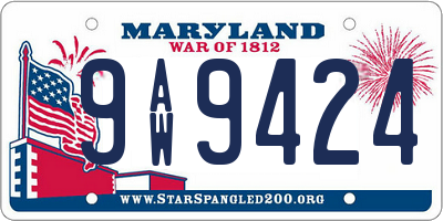 MD license plate 9AW9424
