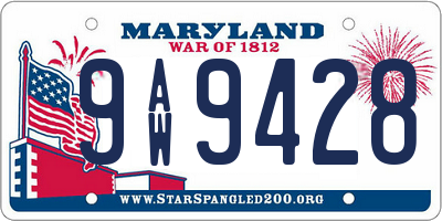 MD license plate 9AW9428