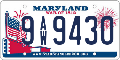 MD license plate 9AW9430