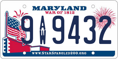 MD license plate 9AW9432