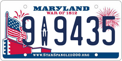 MD license plate 9AW9435