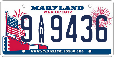 MD license plate 9AW9436