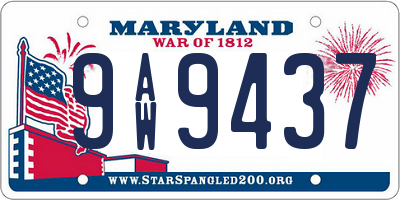MD license plate 9AW9437