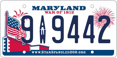 MD license plate 9AW9442