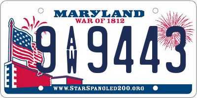 MD license plate 9AW9443