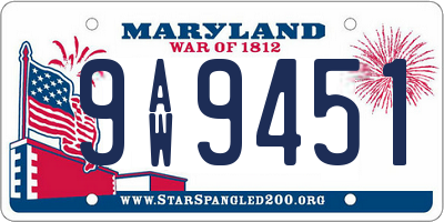 MD license plate 9AW9451