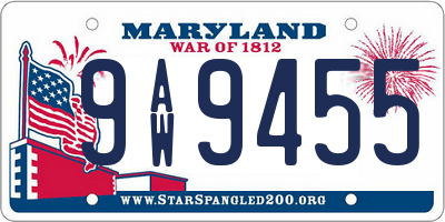 MD license plate 9AW9455