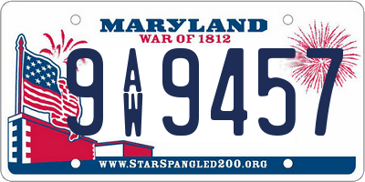 MD license plate 9AW9457