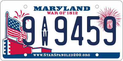 MD license plate 9AW9459