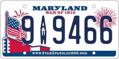 MD license plate 9AW9466