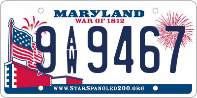 MD license plate 9AW9467
