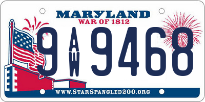 MD license plate 9AW9468