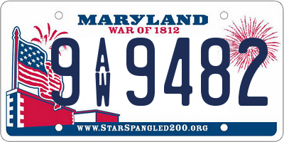 MD license plate 9AW9482