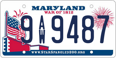 MD license plate 9AW9487