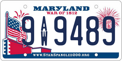 MD license plate 9AW9489