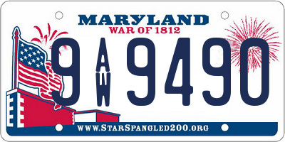 MD license plate 9AW9490