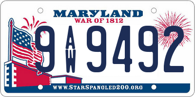 MD license plate 9AW9492