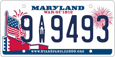 MD license plate 9AW9493