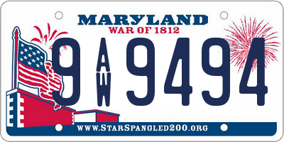 MD license plate 9AW9494