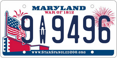 MD license plate 9AW9496