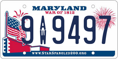 MD license plate 9AW9497