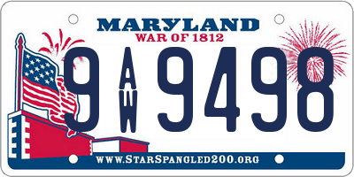 MD license plate 9AW9498
