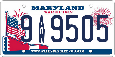 MD license plate 9AW9505