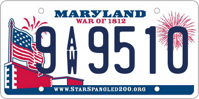 MD license plate 9AW9510